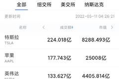 5月10日美股成交额前20：马斯克称中国工人勤奋、美国工人则尽量避免上班