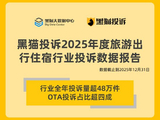 黑猫投诉2025年度旅游出行住宿行业投诉数据报告：全年投诉量超48万件