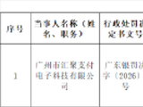 广州市汇聚支付电子科技被罚没款合计452.6万元：违反支付结算管理有关规定