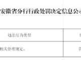 建设银行安徽省分行被罚74.12万元：违反金融统计相关管理规定