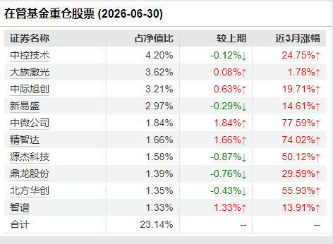 马翔二季度十大重仓股
