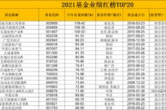 2021主动股票基金红榜：崔宸龙两产品提前锁定前二名，肖肖夺得第三