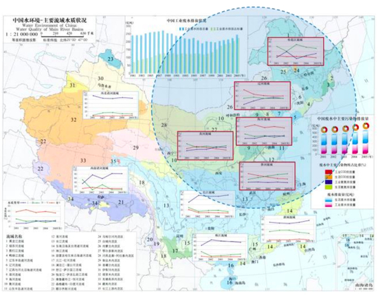图9：受污染较重流域集中于东北、华北等地区&nbsp;资料来源：生态环境部，招商银行研究院