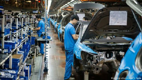 图为大众在上海的生产车间。（图片来源：德国之声中文网）