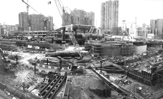 1月31日，广深港高铁香港段西九龙站施工现场。