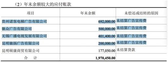 （丽都整形2015年年末应付账款）