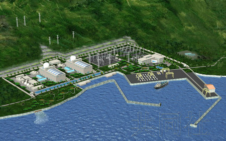  图为建设计划被撤销的越南中部宁顺省的核电站效果图，图片由越南电力集团提供。（共同社）