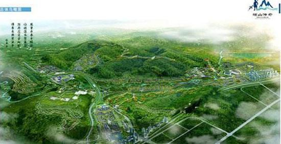 独山传奇影视城总体鸟瞰图。