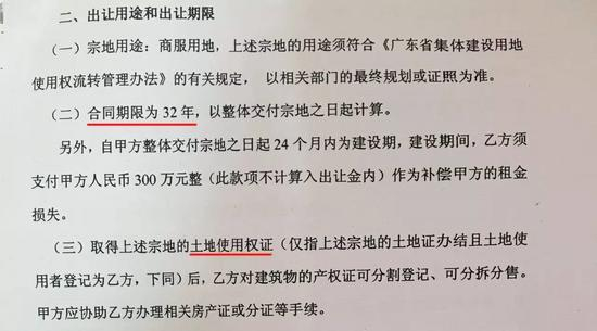 ▲经济社提供的《土地使用权出让合同补充协议》