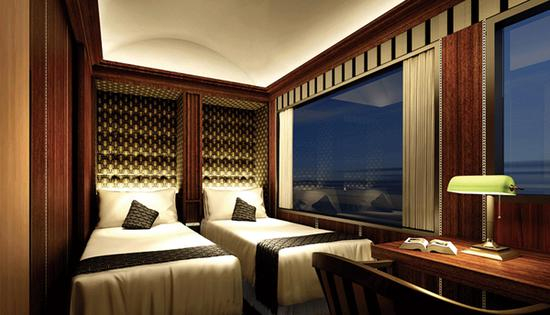 火车上的豪华双人床卧室。（图片来源：西日本铁路公司官网）