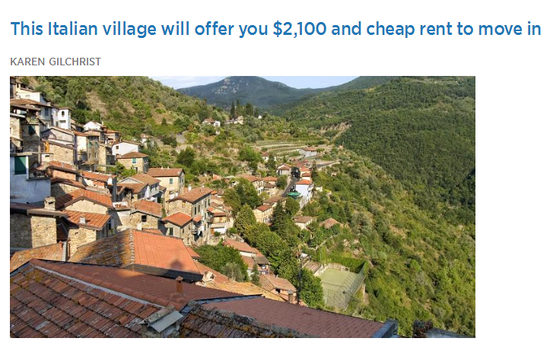 以低房租与入住奖金招募入住者的意大利山村，入住者可获2100美元奖金