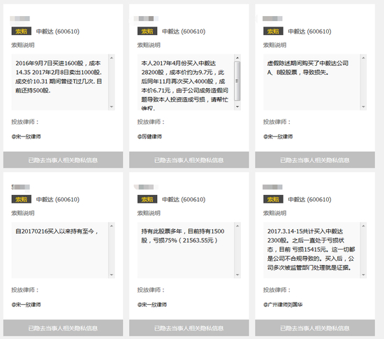 部分股民维权情况