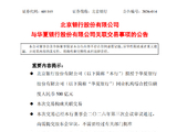 北京银行：拟授予华夏银行同业机构综合授信额度500亿元