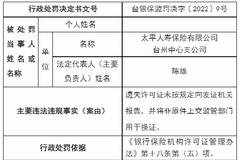 太平人寿台州支公司被罚款1万元：因遗失许可证未按规定向发证机关报告