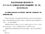 青农商行：80亿元小微贷款专项金融债发行完毕