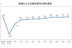 统计局：2020年12月份规模以上工业增加值增长7.3%