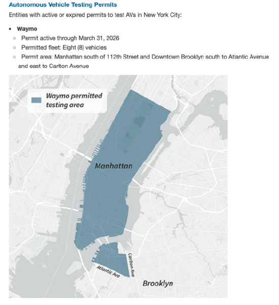 （图：纽约交通管理局公布的Waymo此轮测试截止日期延长至3月31日）