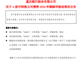 重庆银行：“重银转债”最新评级结果为“AAA”