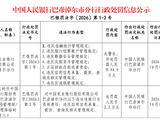 农业银行巴彦淖尔分行被罚94.9万元：违反金融统计管理规定等
