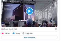 马斯克称终极目标是每年生产1万艘星舰飞船