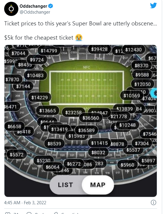 网友在推特上展示座位价格