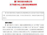 厦门银行：股东七匹狼集团解除质押2600万股