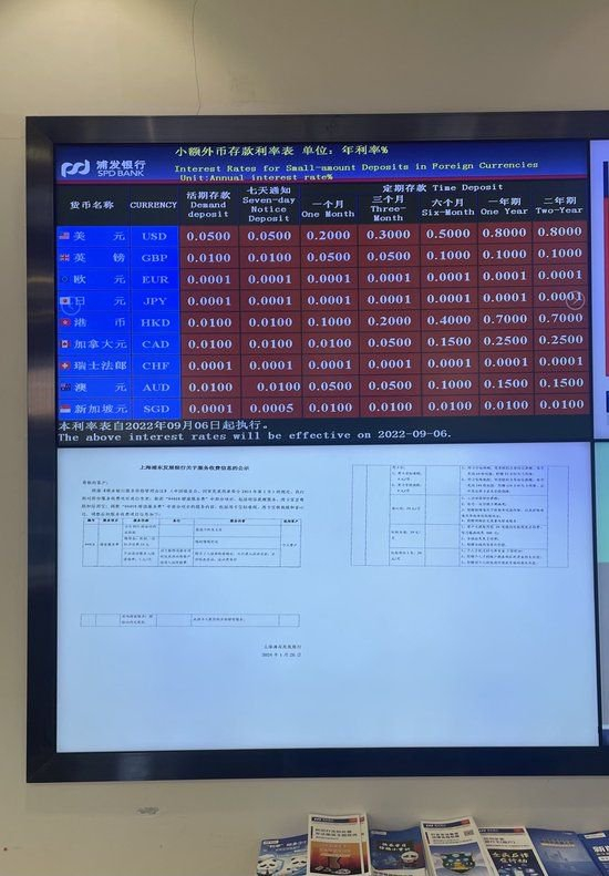 浦发银行网点外币存款利率 李静/摄