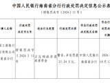 工商银行海南省分行被罚25.24万元：占压财政存款或者资金