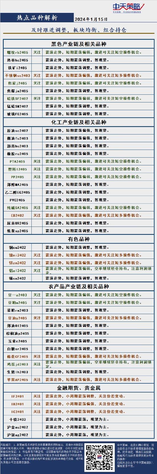 中天策略:1月15日市场分析