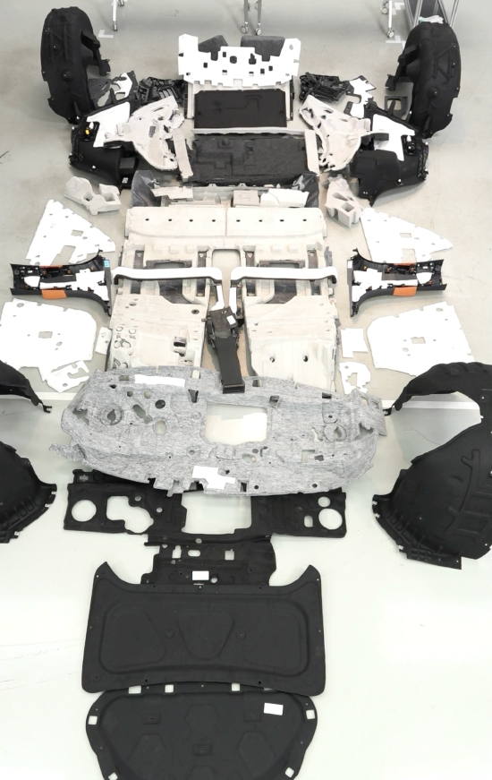 图为小米YU7主要吸隔音声学材料