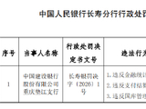 建设银行重庆垫江支行被罚98.47万元：违反金融统计管理规定等