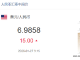 人民币兑美元中间价报6.9858，下调15点