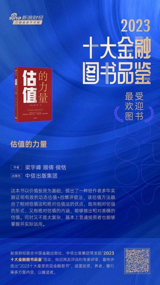 梁宇峰、顾倩、侯恬《估值的力量》获评2023十大最受欢迎金融图书