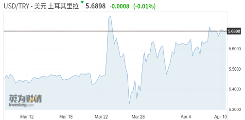 图 3土耳其里拉兑美元汇率近期走势