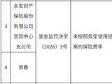 永安保险宜宾中心支公司被罚16万元：未按照规定使用经备案的保险费率