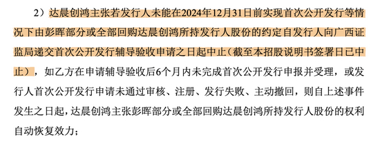 　图|光隆科技招股书关于对赌协议恢复条件的描述