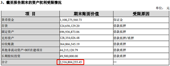 东方园林受限资产明细
