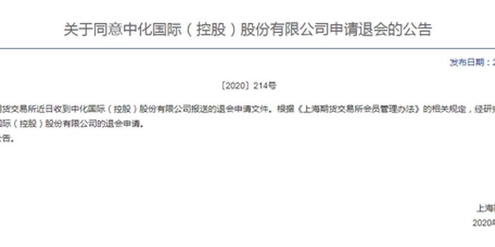 上期所 同意中化国际申请退会 手机新浪网