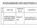 杭州联合农村商业银行阿克苏分行被罚30万元：绩效考评不合规