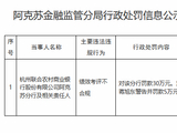 杭州联合农村商业银行阿克苏分行被罚30万元：绩效考评不合规