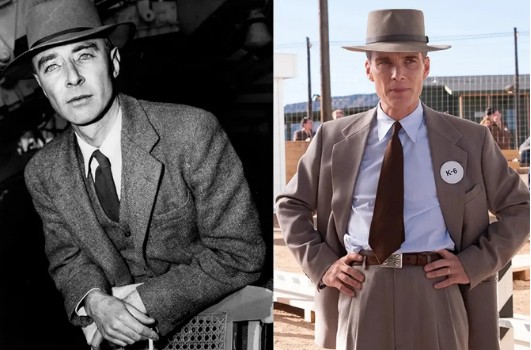 奥本海默本人（左），剧照（右）（图据豆瓣电影）