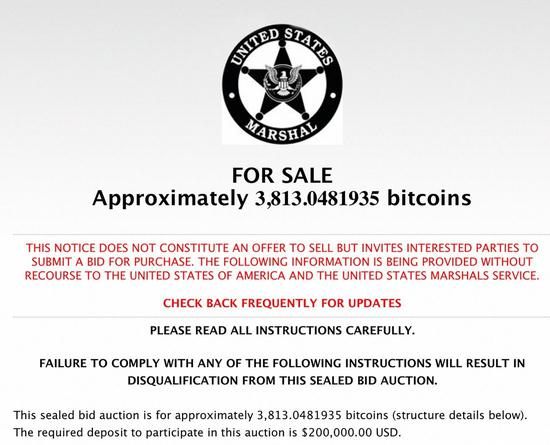　　法律赋予法警局的一项主要职责就是处置在联邦刑事案件中没收的资产。过去几年，该机构总共举办了六次比特币拍卖会。