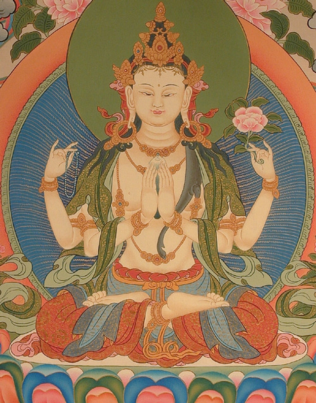 精美庄严的四臂观音圣像