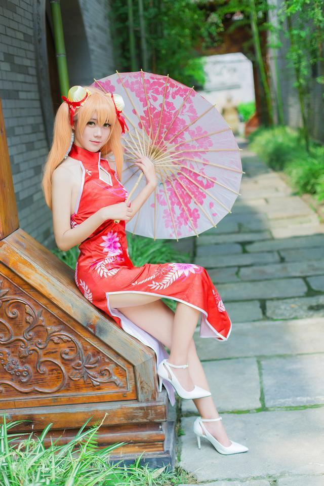 Cos正片——刀剑神域: 亚丝娜 双马尾旗袍|亚丝娜|中国风|亚丝_新浪新闻