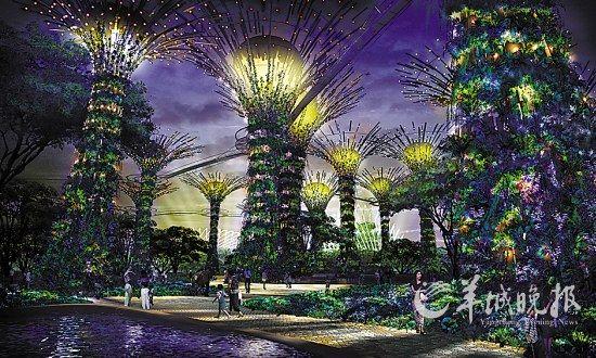 新加坡滨海湾花园擎天大树夜景 新加坡旅游局供图