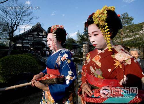 日本京都穿和服女子