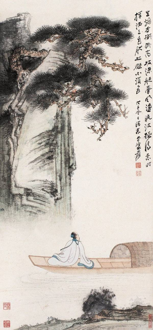 竹荫策杖——张大千人物画欣赏