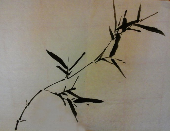 墨竹的写意画法，竹竿、出枝、人字叶、俯叶竹