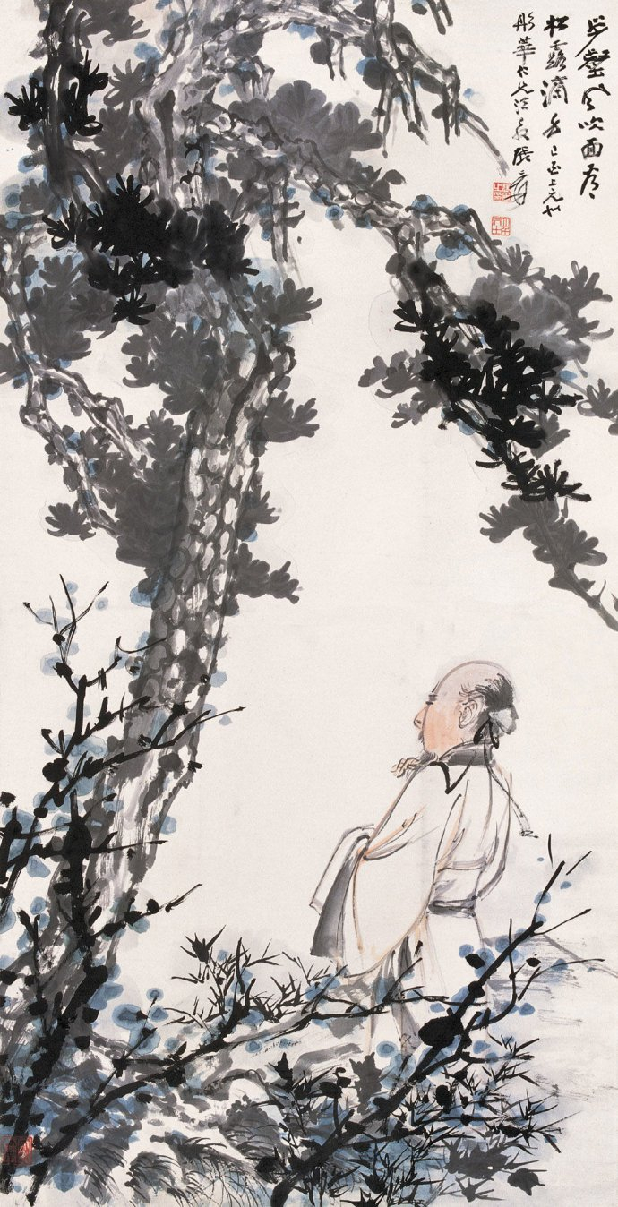 松风行吟——张大千《高士图》国画 欣赏