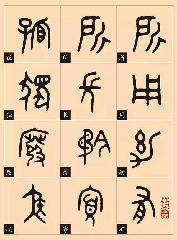 篆楷对照表《大道之行篇》,学习篆书好资料